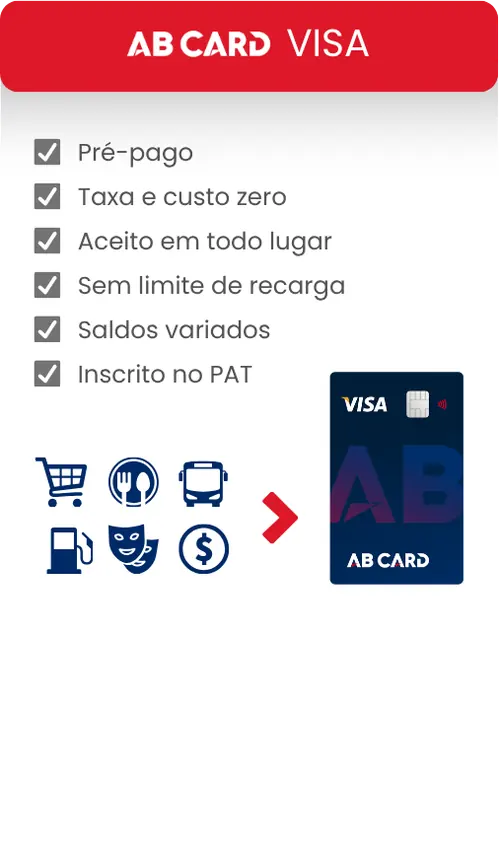 Plano AB Card Visa: cartão de benefícios aceito na rede Visa